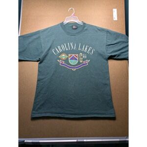 Vintage SDI Carolina Lakes Golf Wear T-Shirt Green Striped Single Stitch USA L